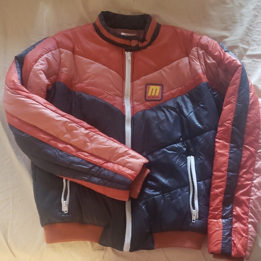 MOTHER Red and Black Puffer Jacket Quilted Design